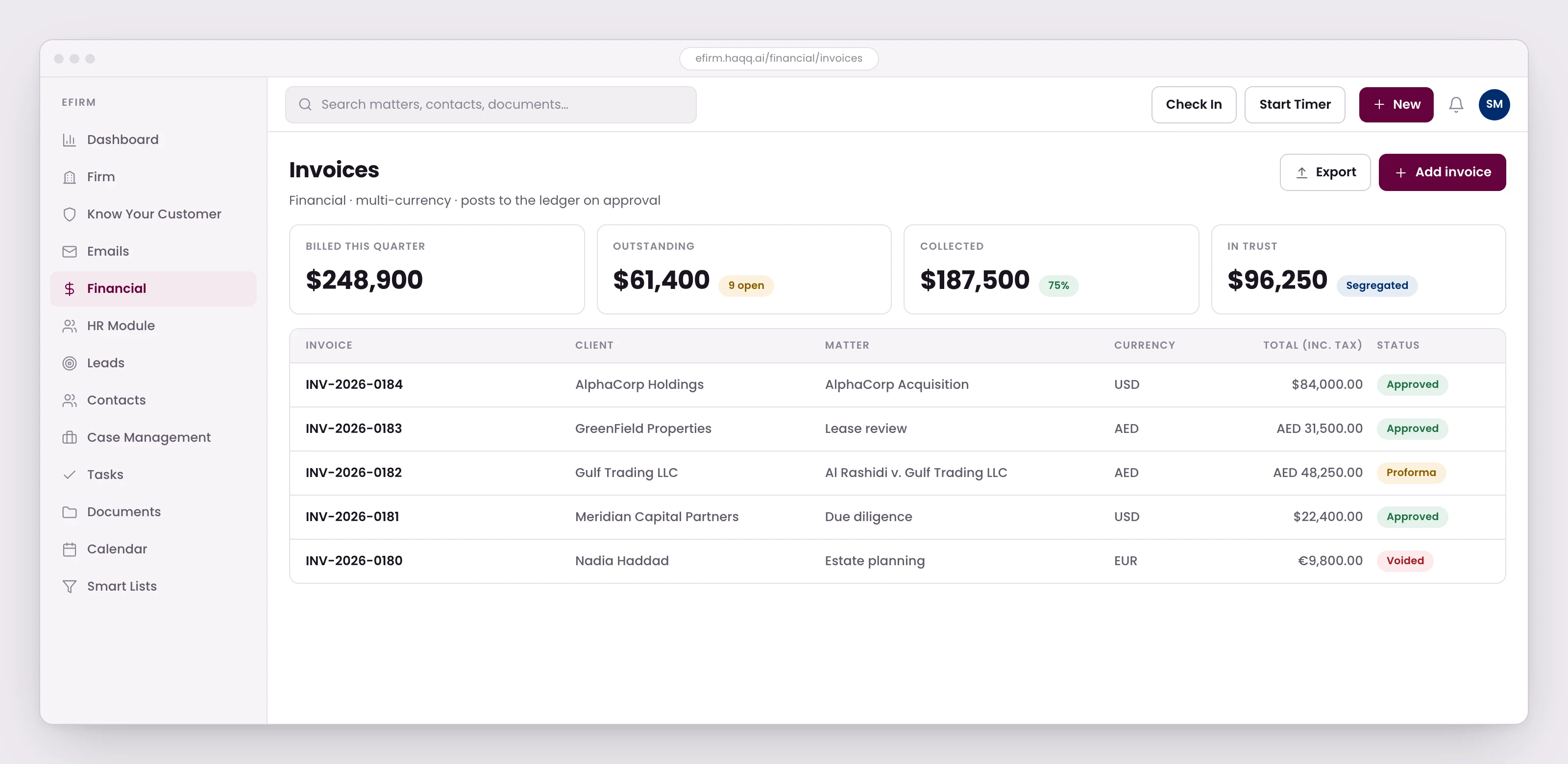 Fatturazione, Invoicing e Finanze
