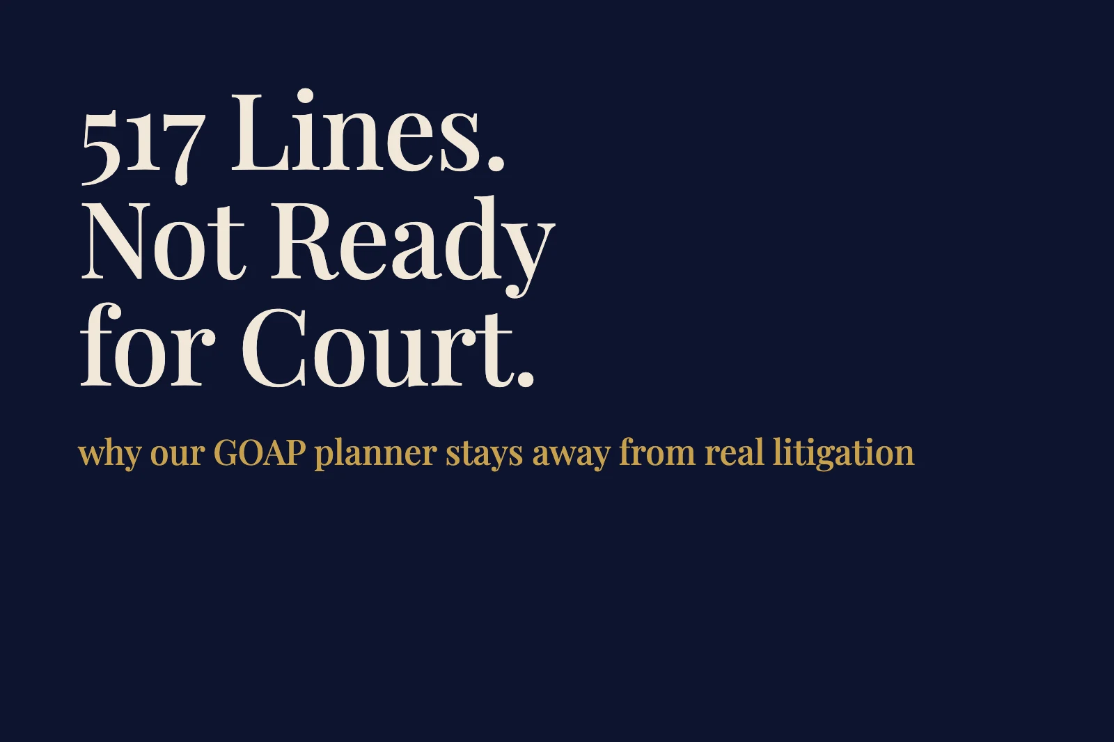 Can AI Plan Litigation? We Built a GOAP Planner to Find Out