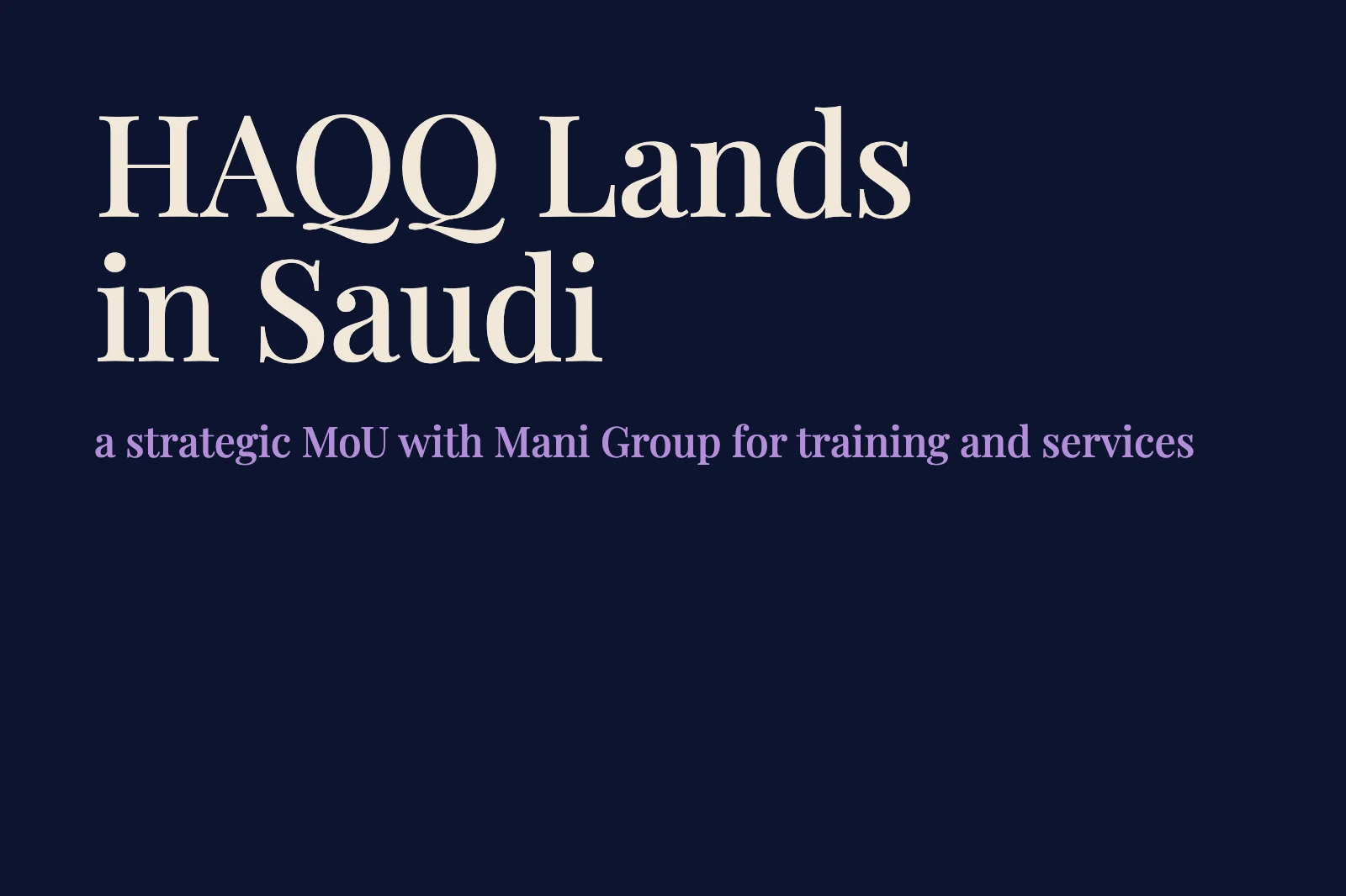 HAQQ and Mani Group Sign Strategic Partnership