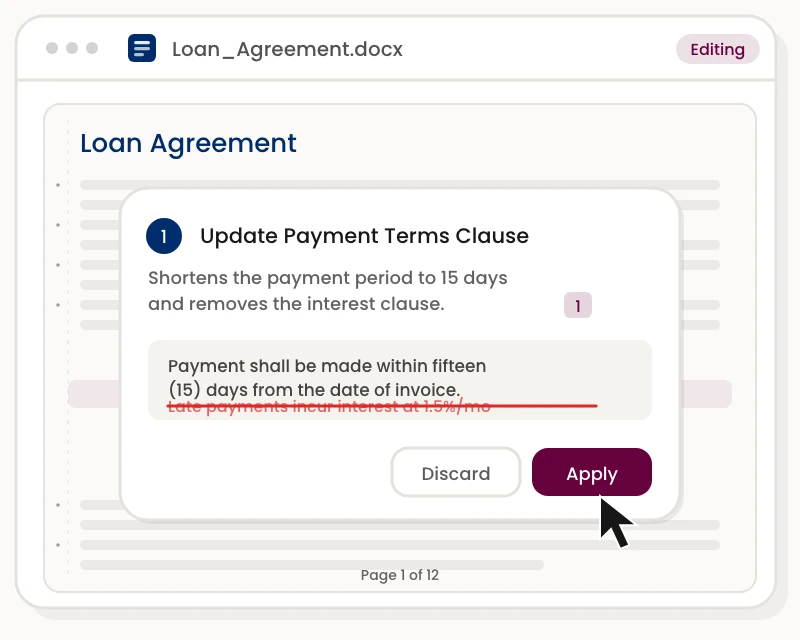 Apply Redline Payment Clause