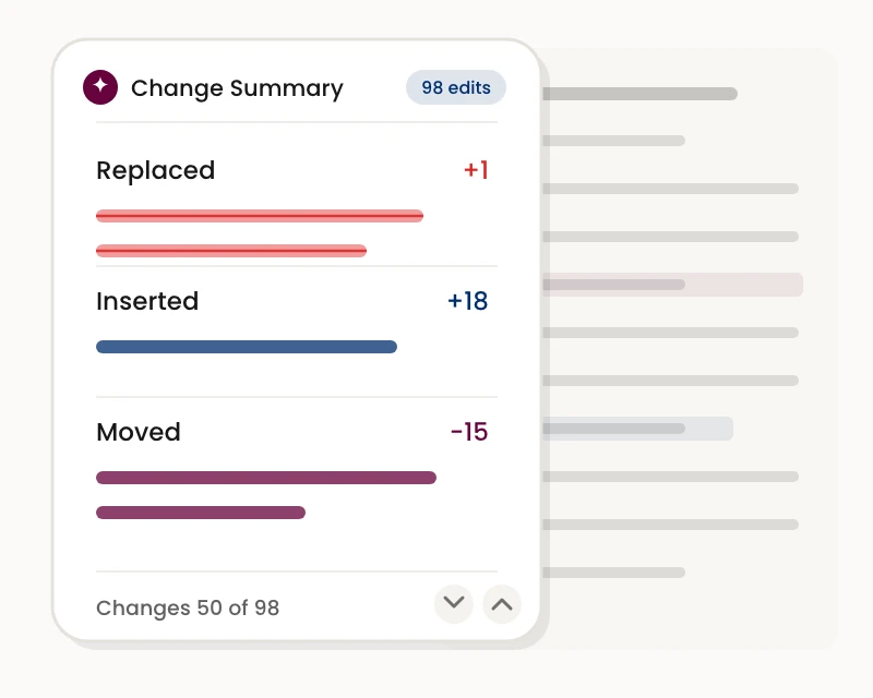 Diff Summary Replaced Inserted Detail