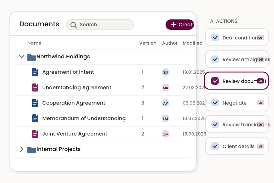 Documents Library Ai Actions Rail