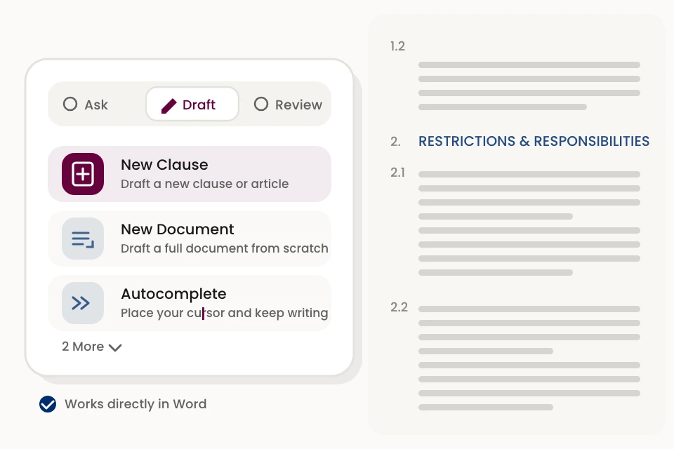 Draft Clause Menu