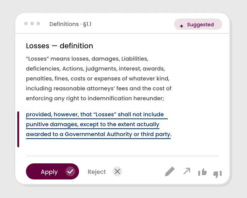 Losses Clause Suggestion Apply Reject