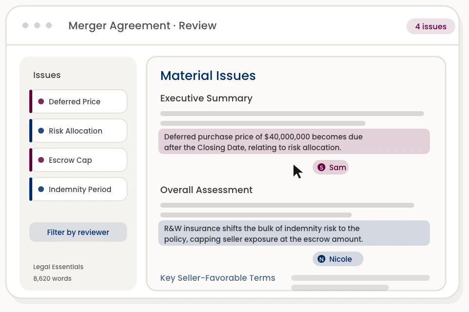 Merger Material Issues List