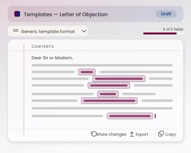 Template Letter Placeholder Fields